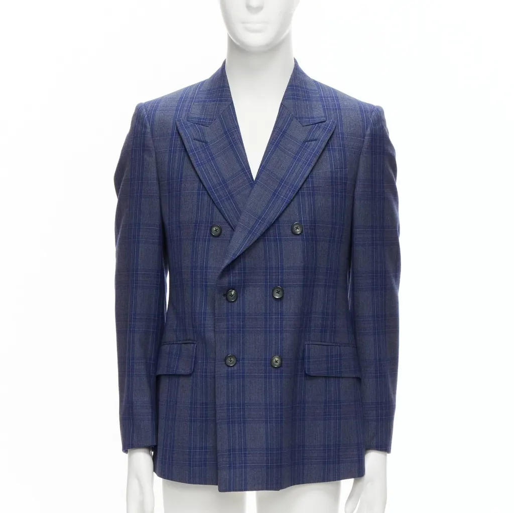 Alexander McQueen Double Breasted Blazer Blue Wool Never worn - Front View