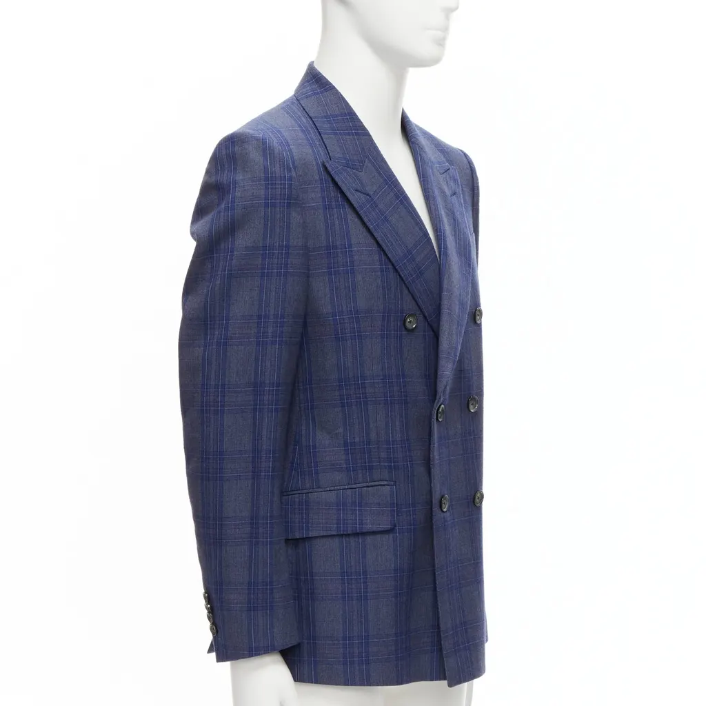Alexander McQueen Double Breasted Blazer Blue Wool Never worn - Inside View