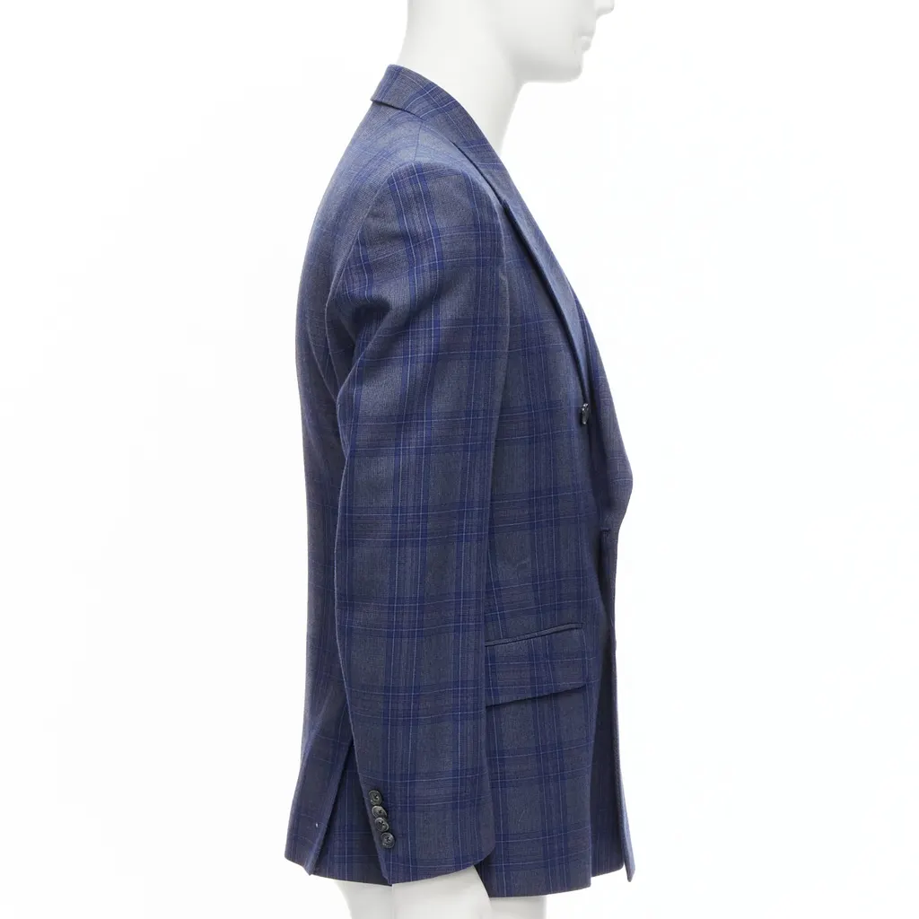 Alexander McQueen Double Breasted Blazer Blue Wool Never worn - Model View