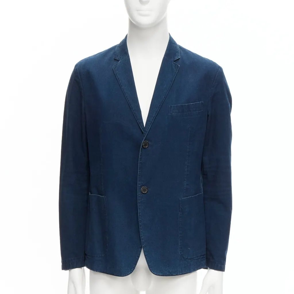 Prada Denim Single Blazer Blue Never worn - Front View