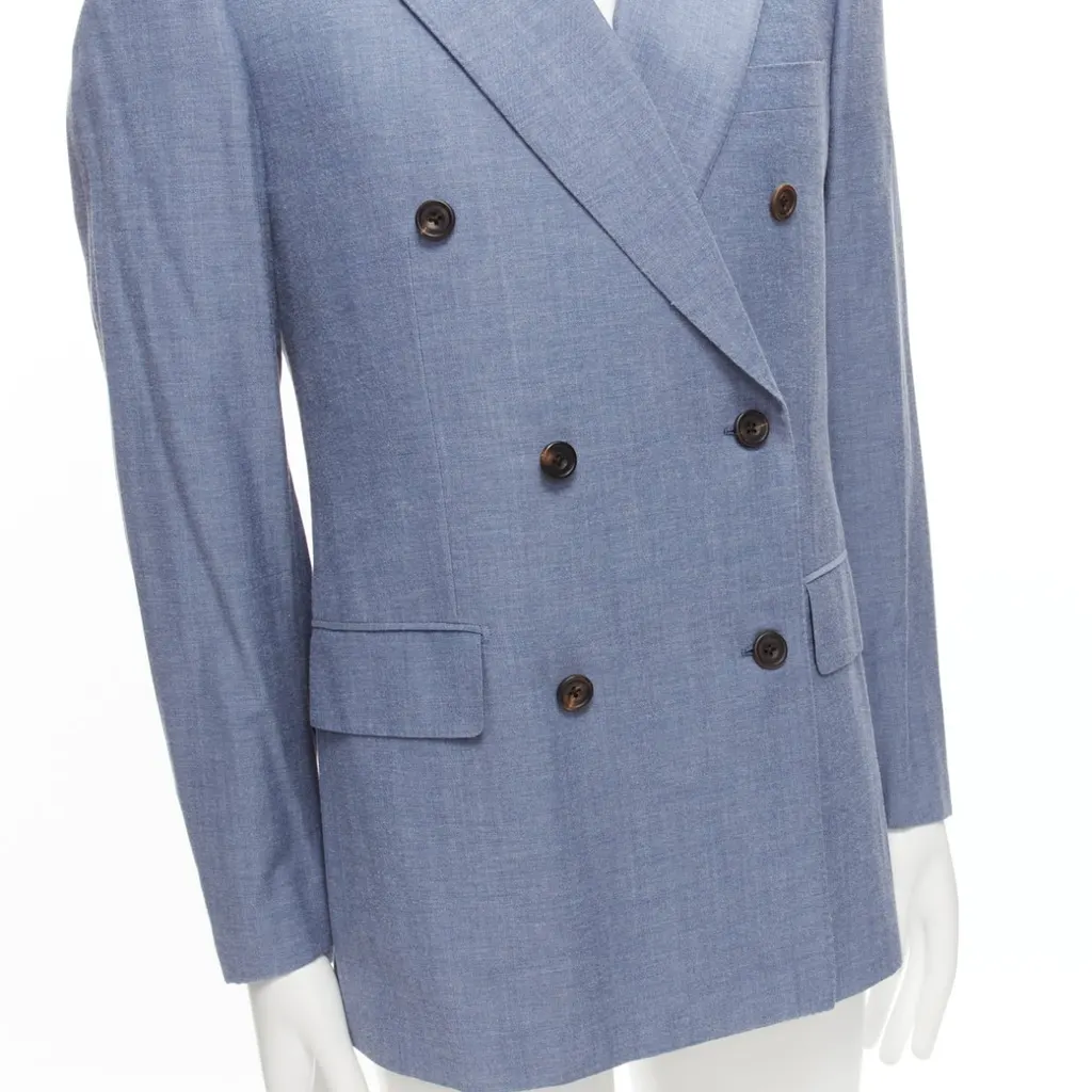 Unsigned Double Button Blazer Blue Wool Never worn - Back View