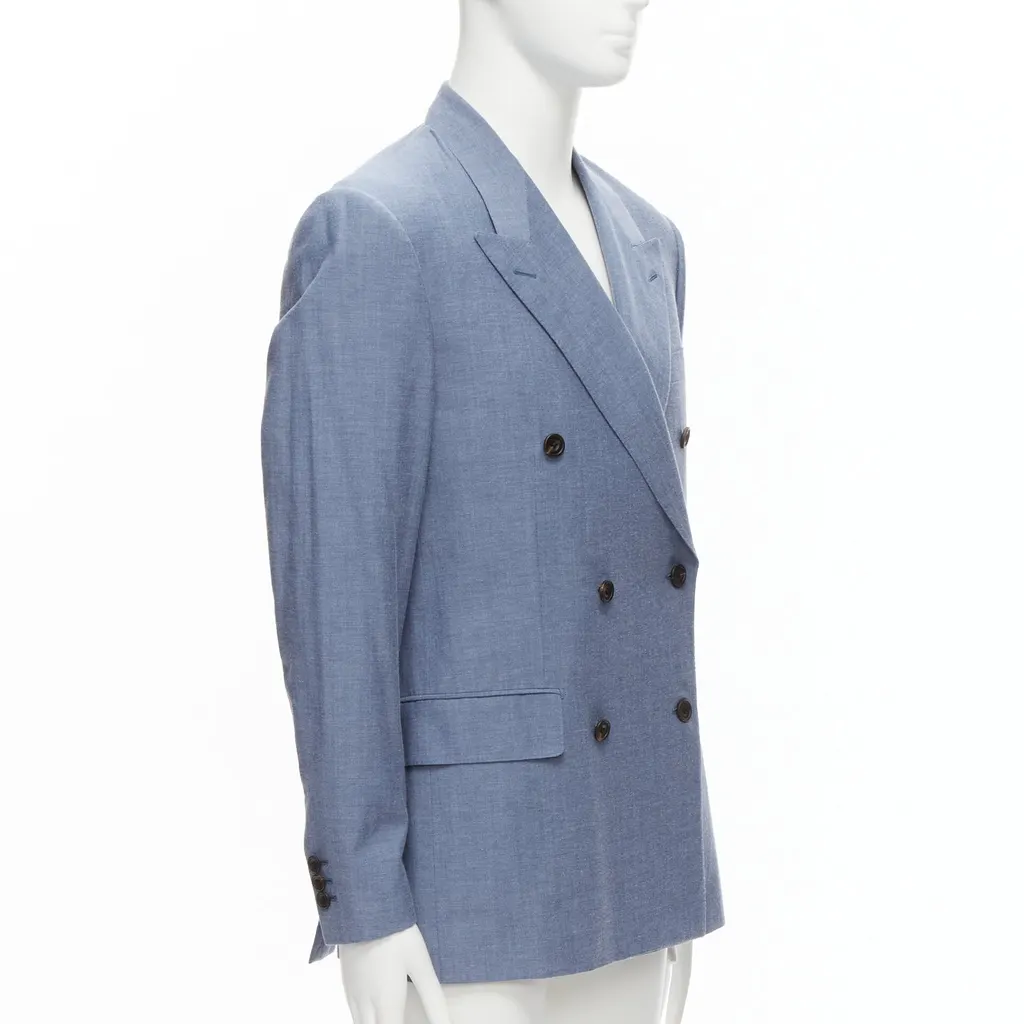 Unsigned Double Button Blazer Blue Wool Never worn - Inside View