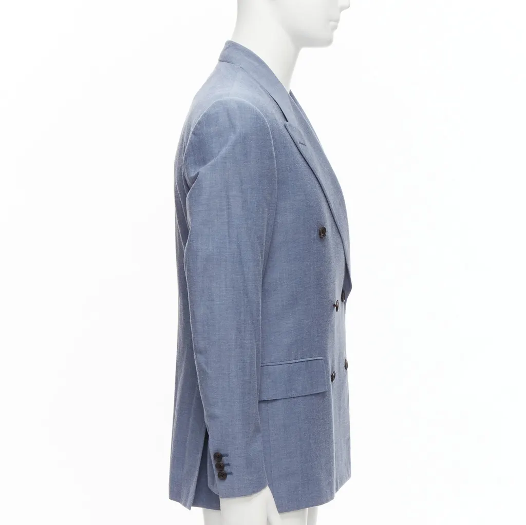 Unsigned Double Button Blazer Blue Wool Never worn - Model View
