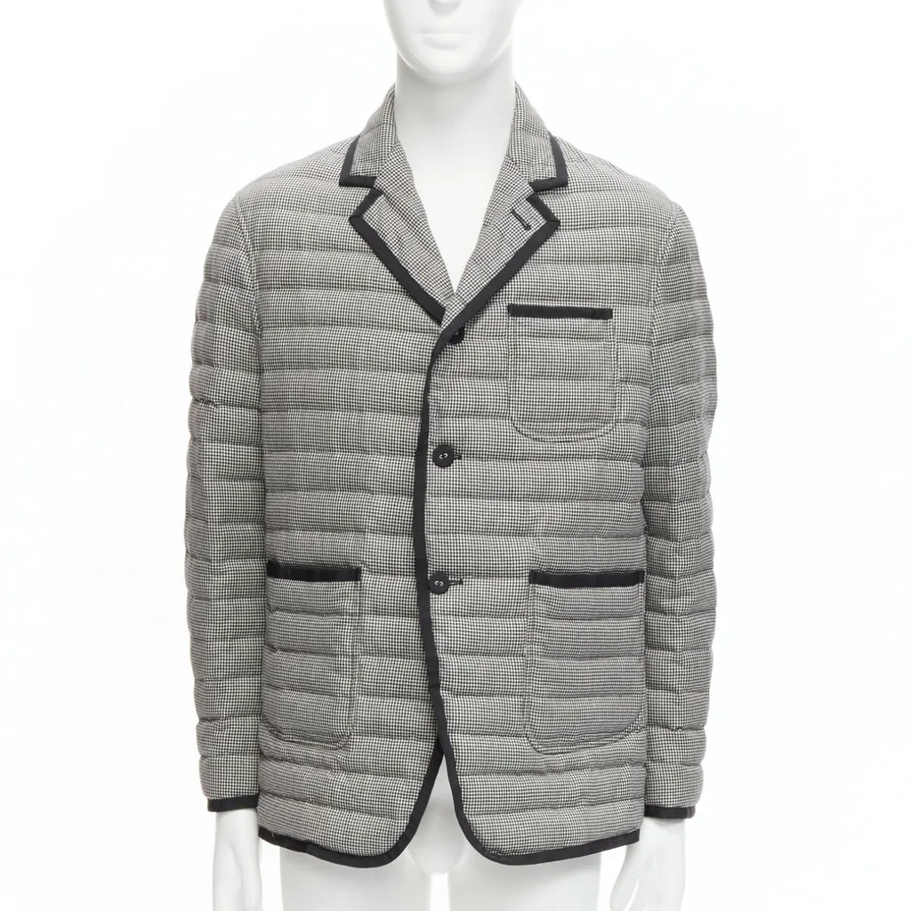 Thom Browne Houndstooth Trim Blazer Black Never worn - Front View
