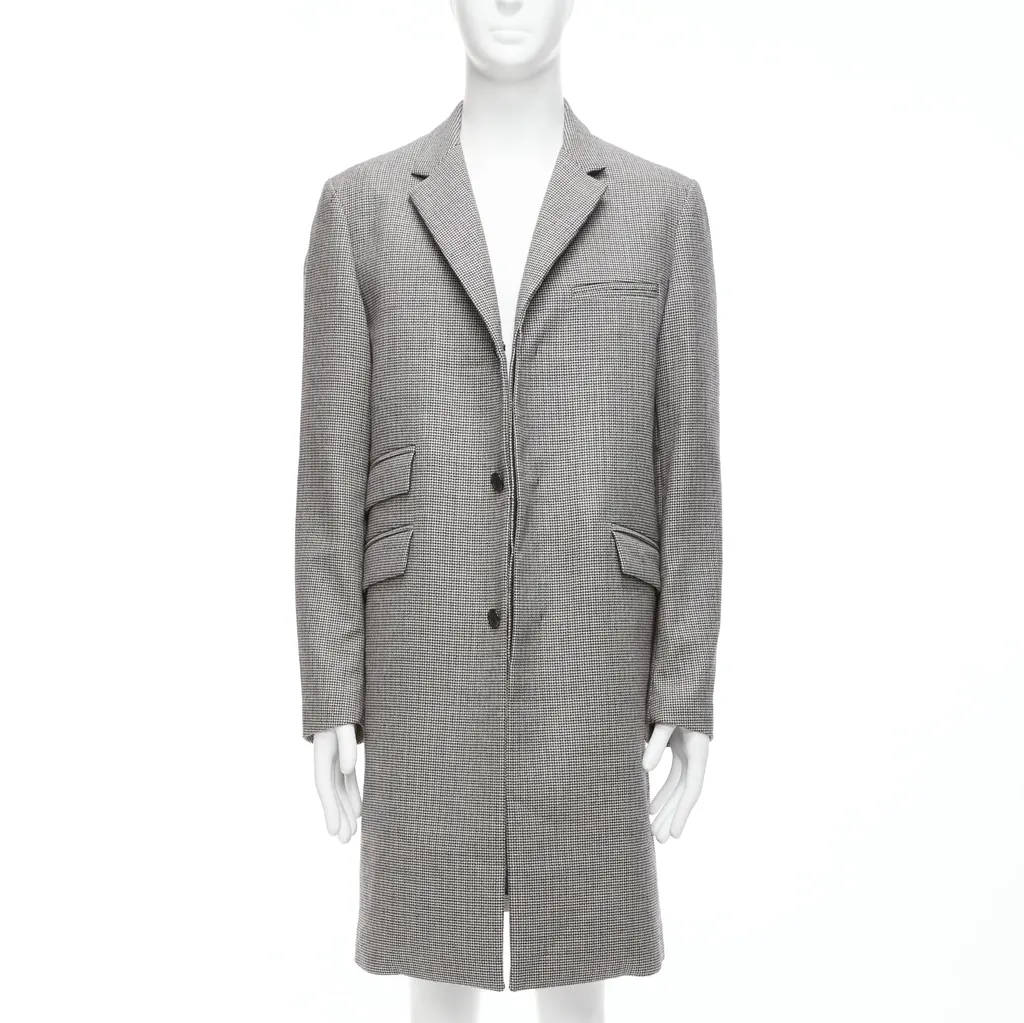 Marni Brown Leather Trim Trench Black Wool Never worn - Front View