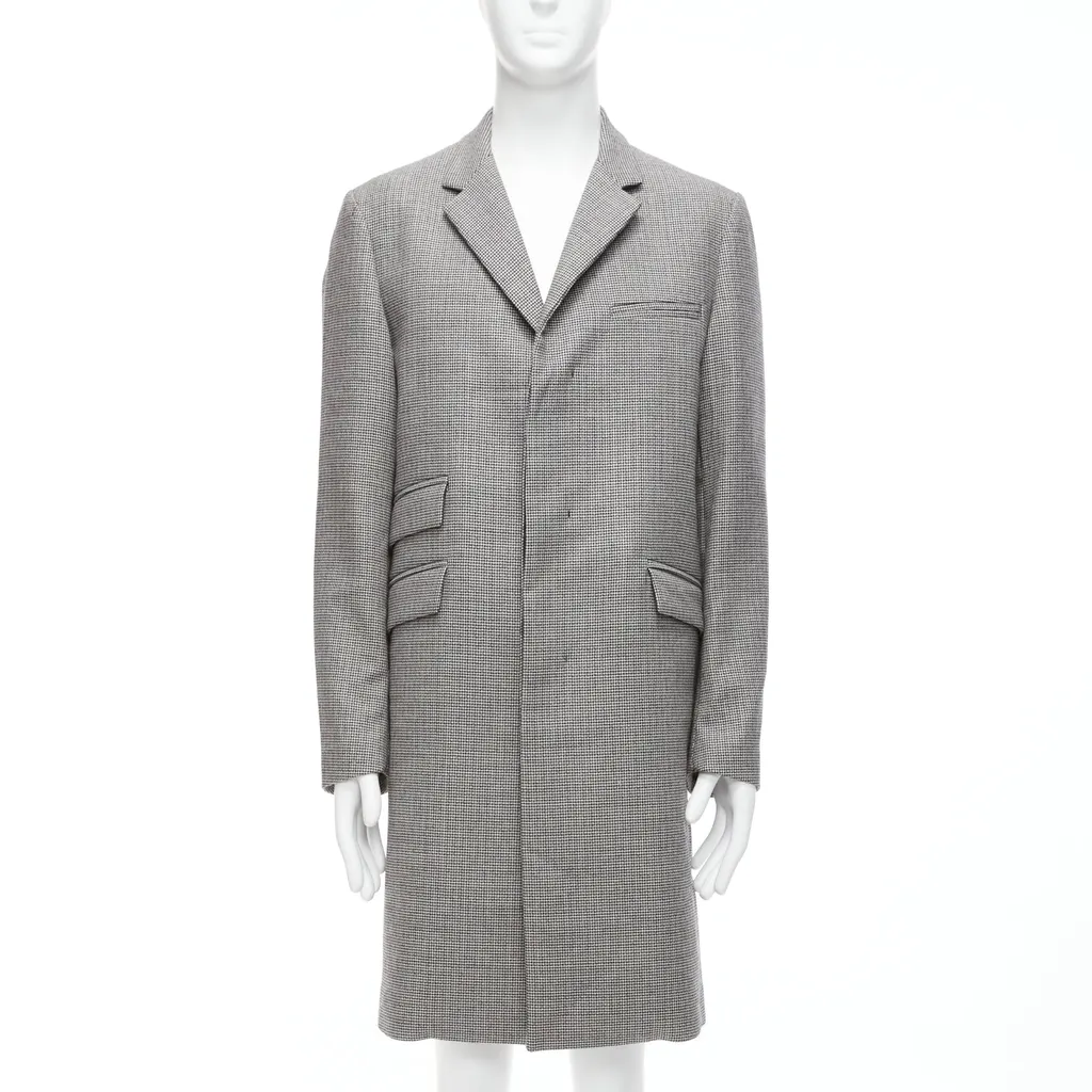 Marni Brown Leather Trim Trench Black Wool Never worn - Inside View