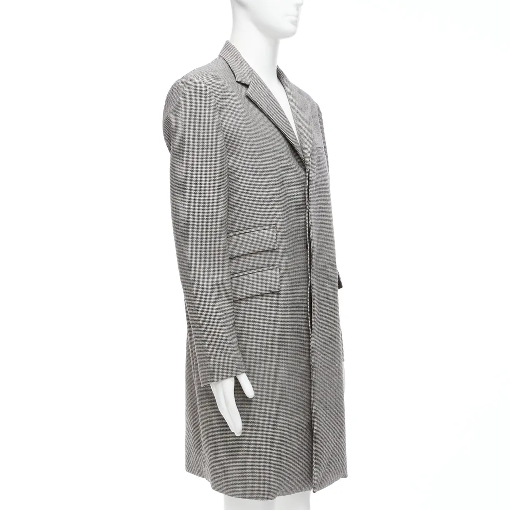 Marni Brown Leather Trim Trench Black Wool Never worn - Model View