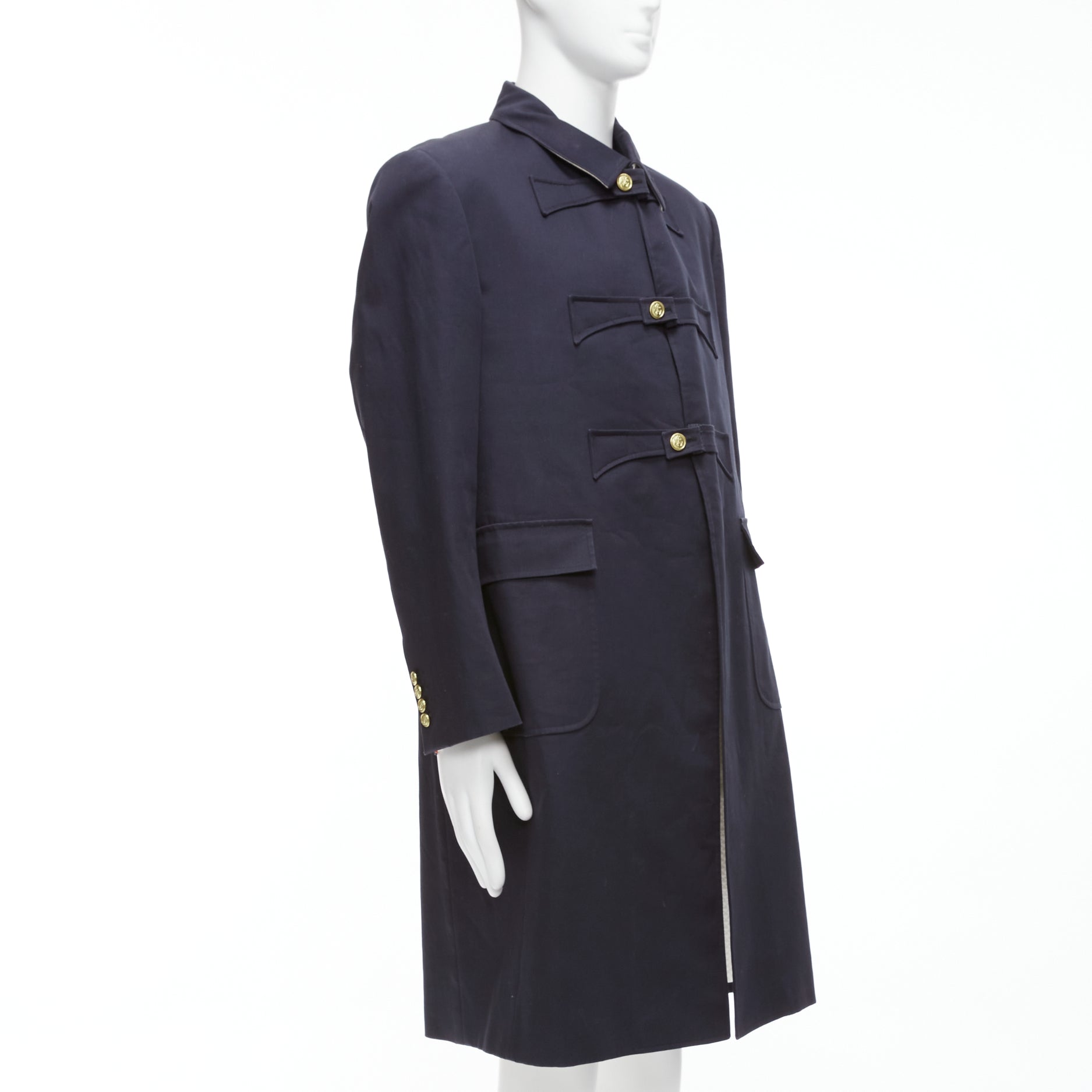 Thom Browne Navy Gold Boxy Coat - Image 6