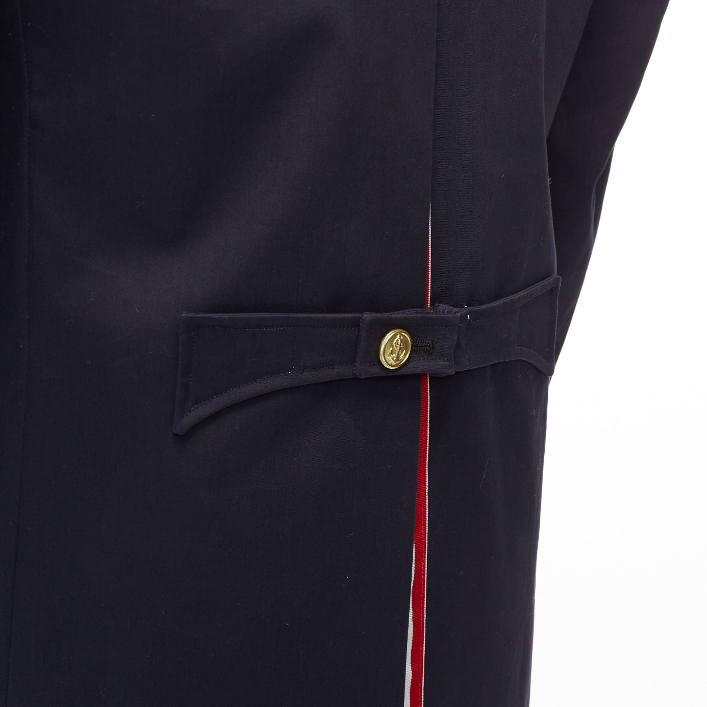 Thom Browne Navy Gold Boxy Coat - Detail 1