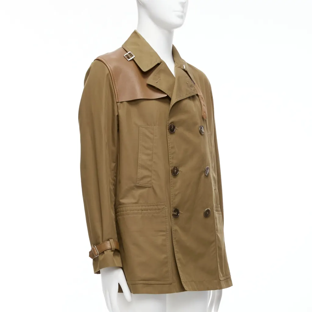 Gucci Brown Wool Trench Coat Brown Leather Very good - Inside View