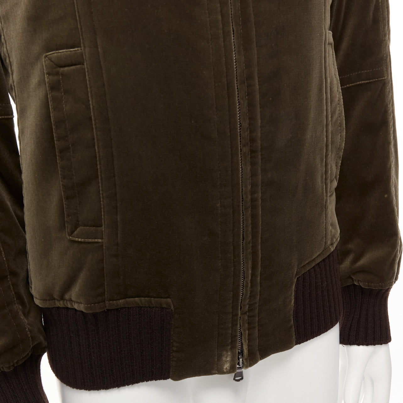 Costume National Khaki Velvet Bomber - Back view