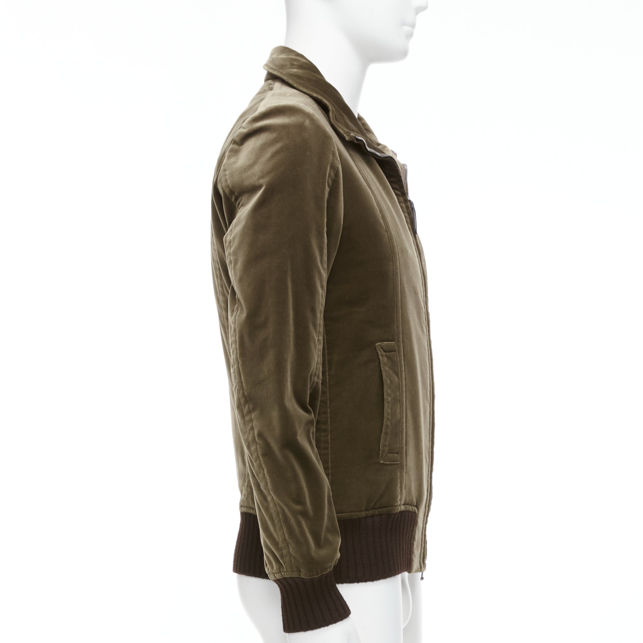 Costume National Khaki Velvet Bomber - Side view