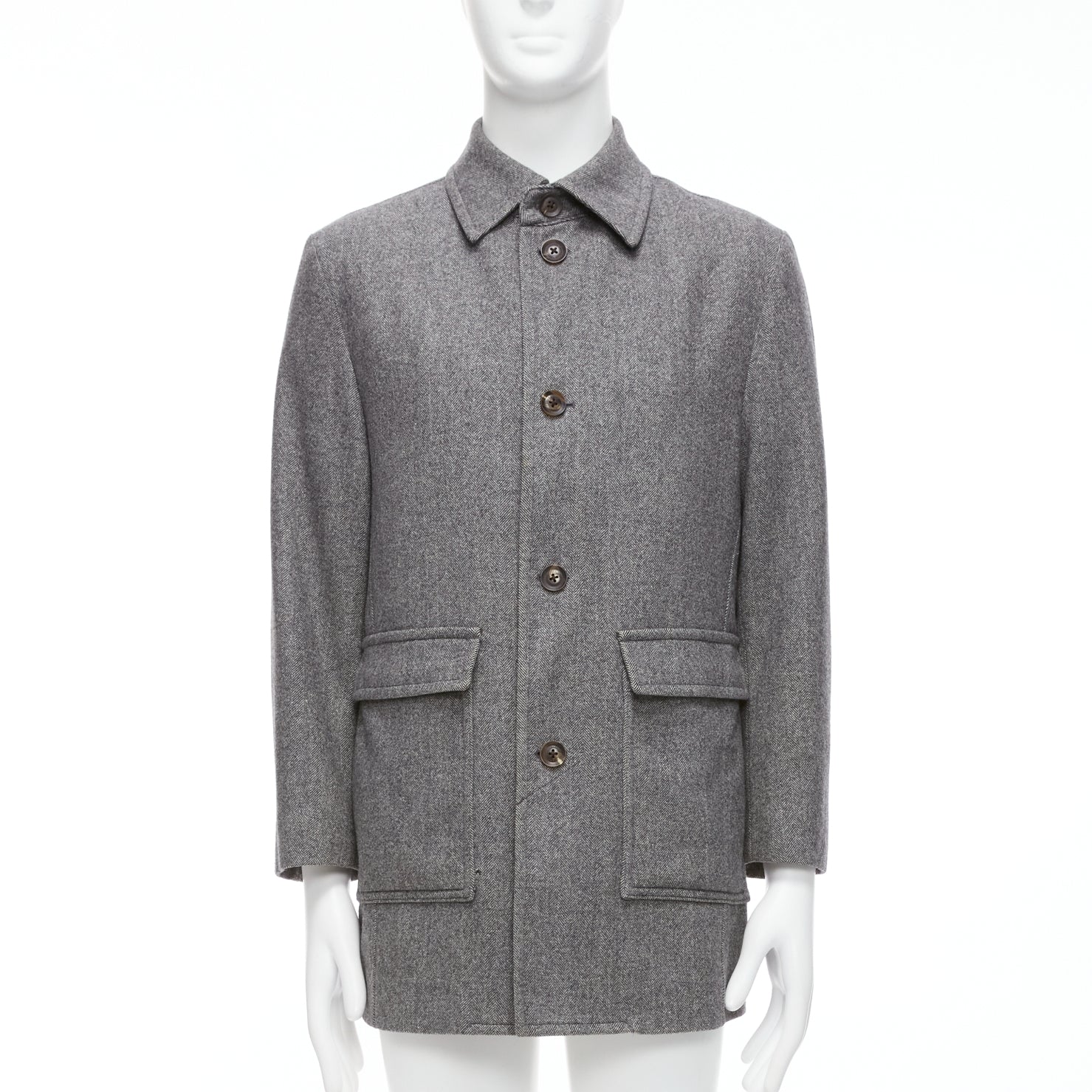 Lanvin Grey Herringbone Overcoat
