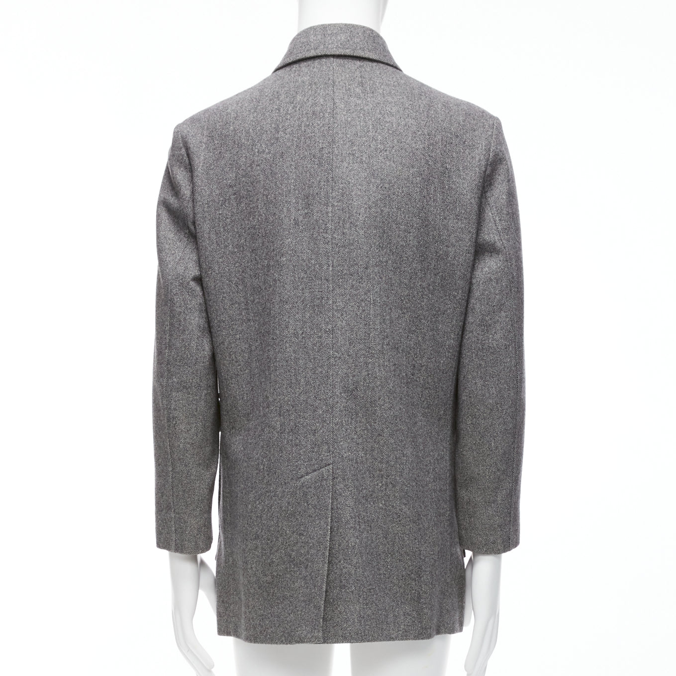 Lanvin Grey Herringbone Overcoat - Side view