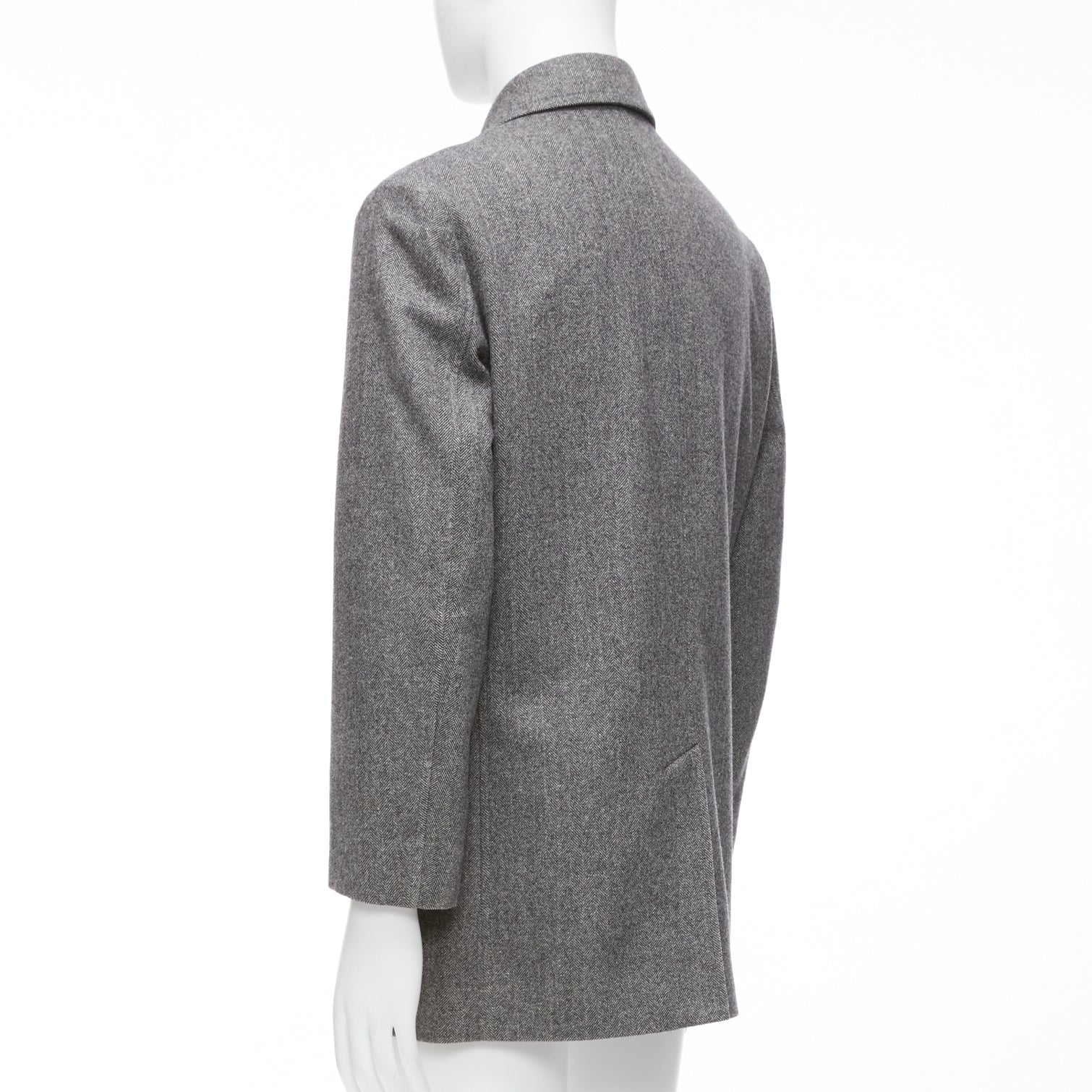 Lanvin Grey Herringbone Overcoat - Detail 1