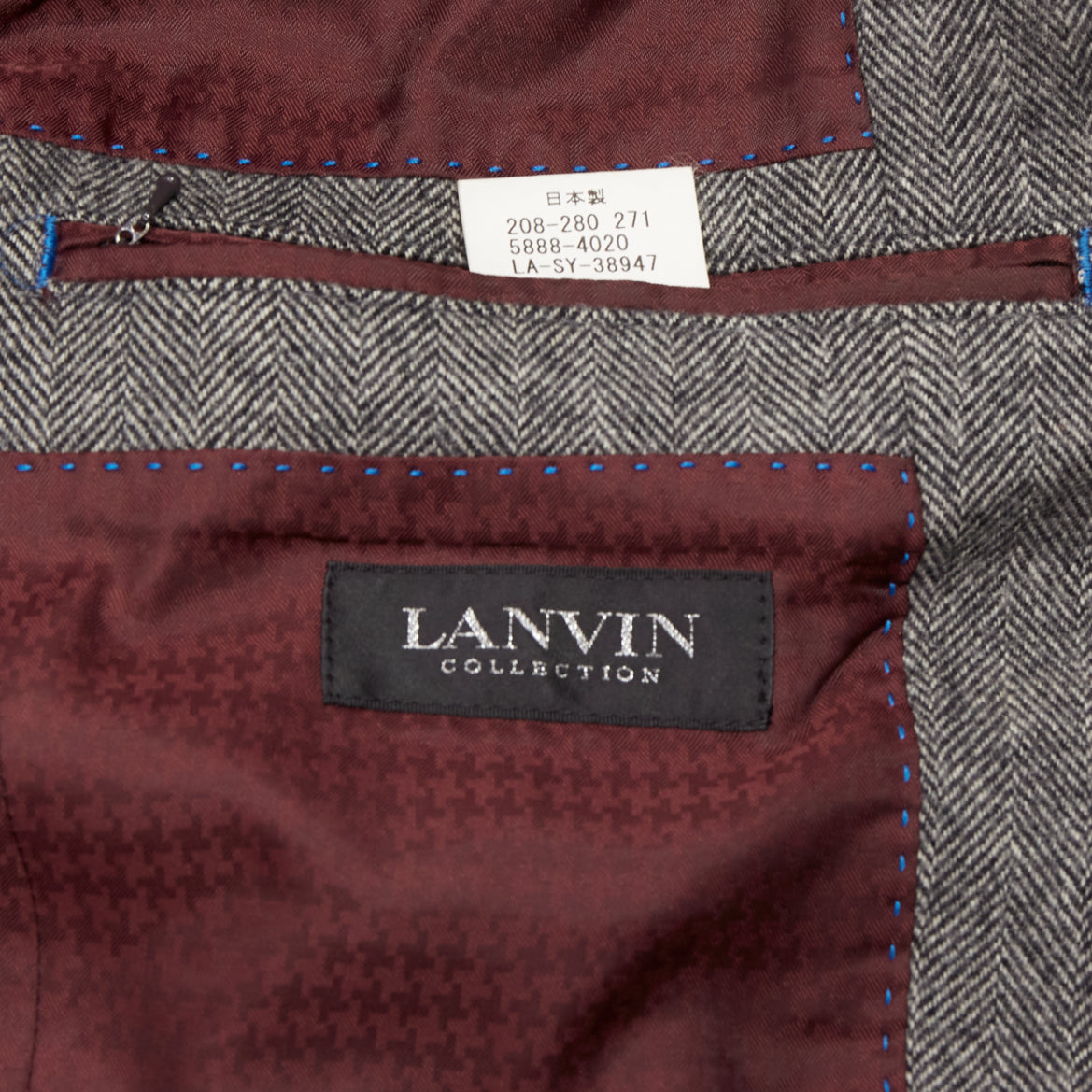 Lanvin Grey Herringbone Overcoat - Image 10