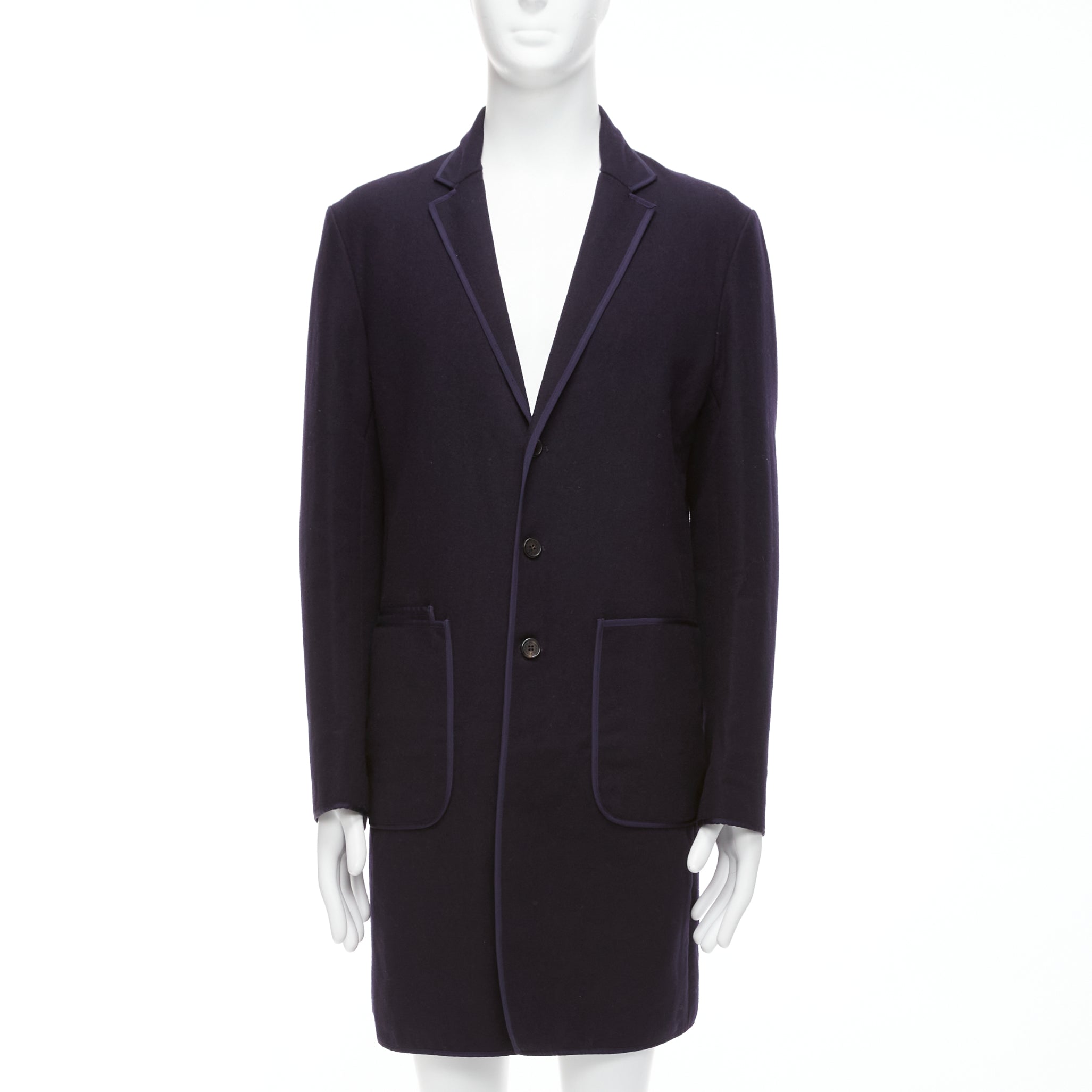 Neil Barrett Navy Ribbon Long Coat
