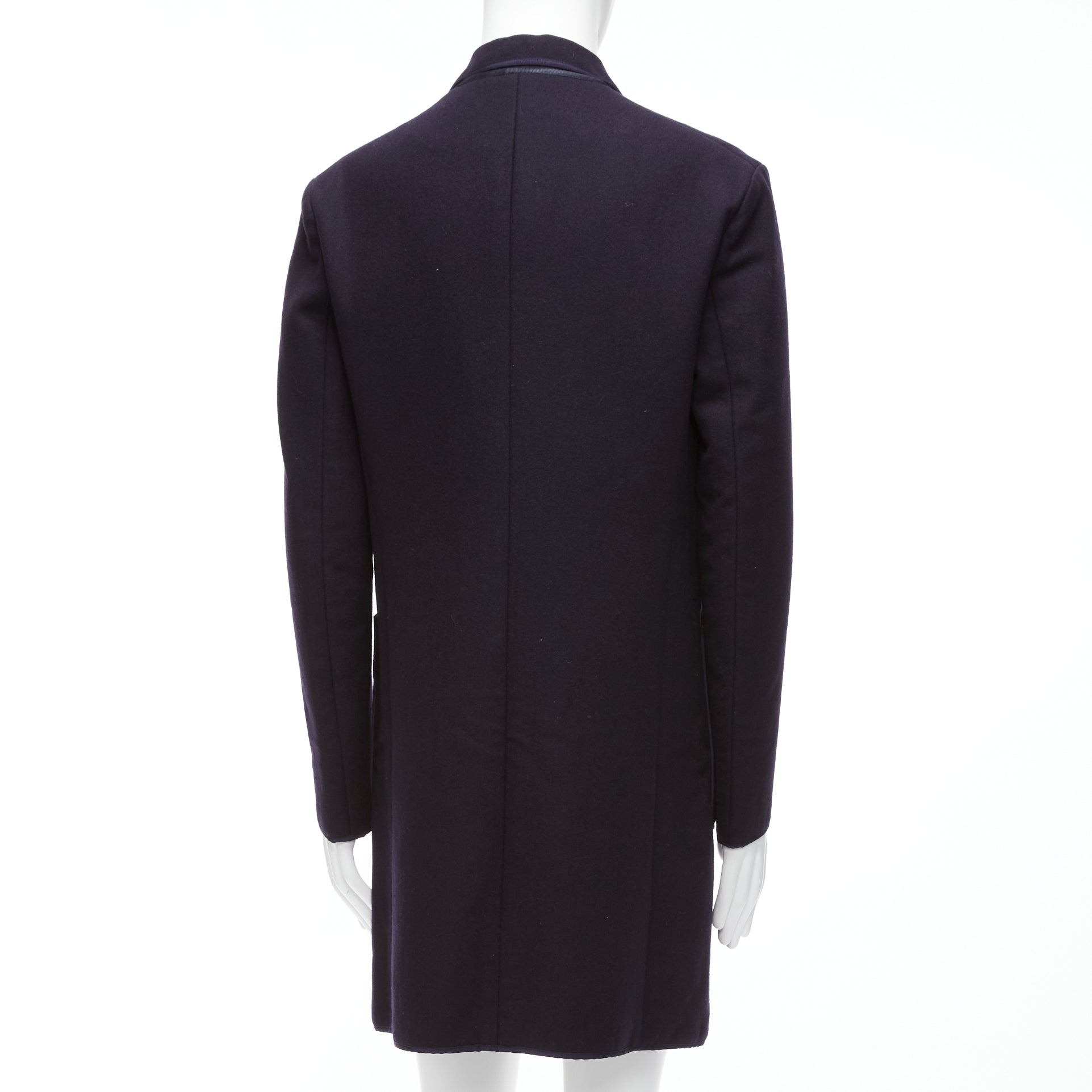 Neil Barrett Navy Ribbon Long Coat - Side view