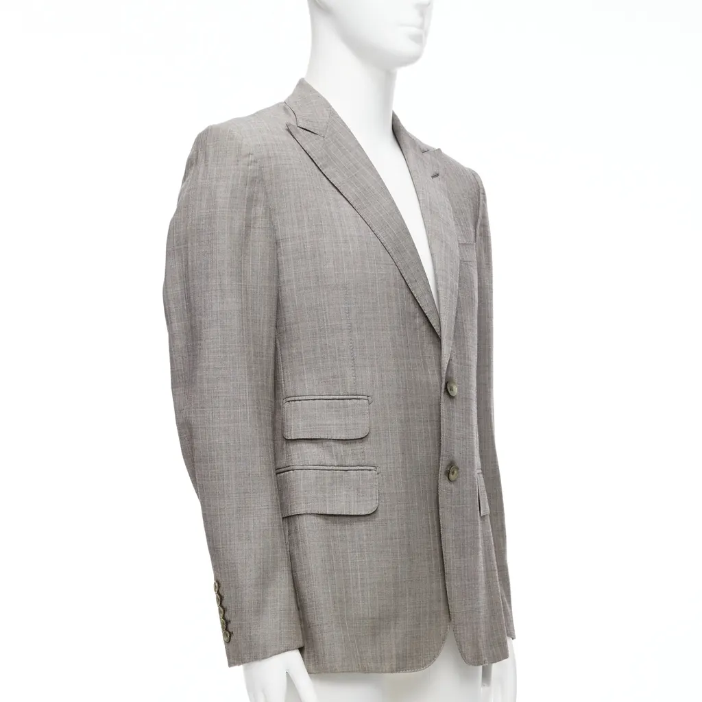 Gucci Checkered Boxy Blazer Grey Wool Never worn - Inside View