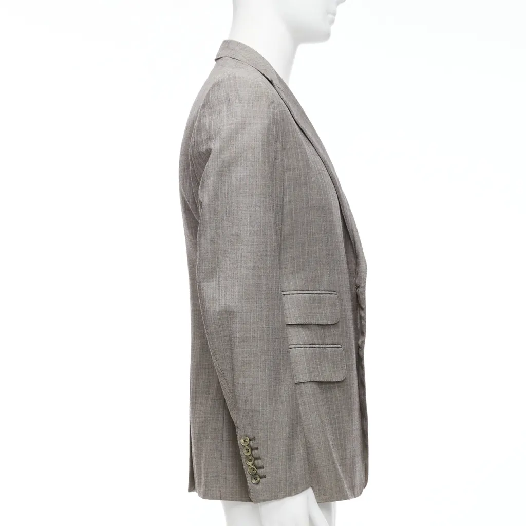 Gucci Checkered Boxy Blazer Grey Wool Never worn - Model View
