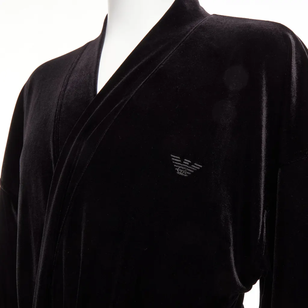 Emporio Armani Black Velvet Robe Jacket Black Velvet Never worn - Back View