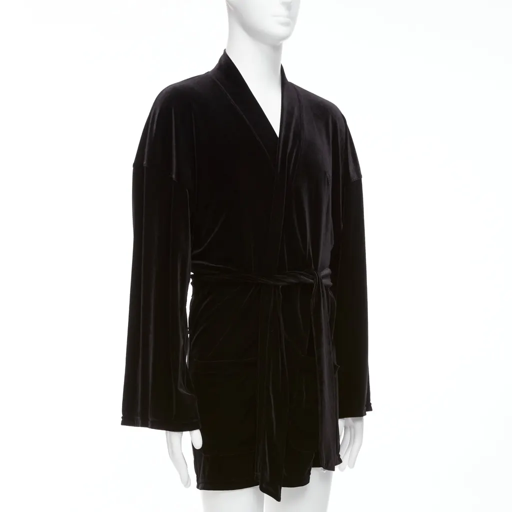 Emporio Armani Black Velvet Robe Jacket Black Velvet Never worn - Inside View
