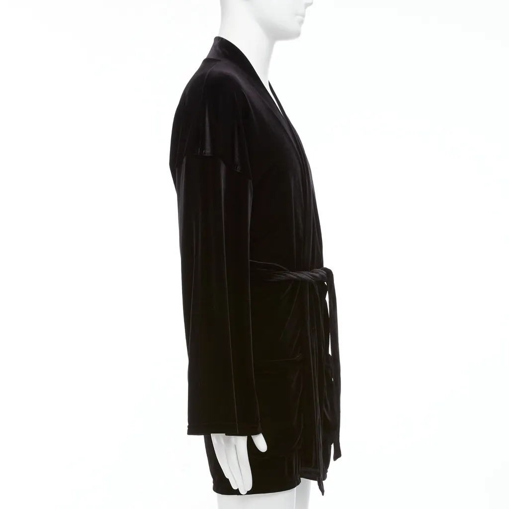 Emporio Armani Black Velvet Robe Jacket Black Velvet Never worn - Model View