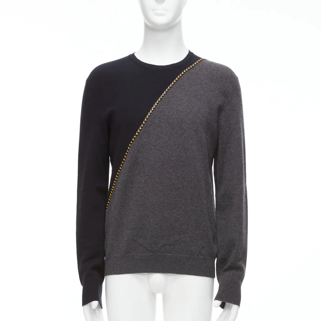 Berluti Lambskin Split Sweater Grey Wool Never worn - Front View