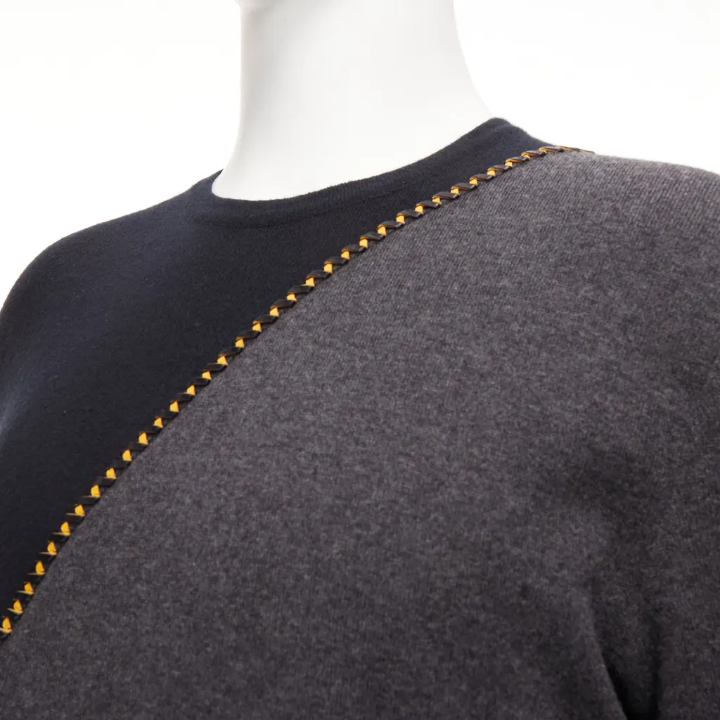 Berluti Lambskin Split Sweater Grey Wool Never worn - Back View