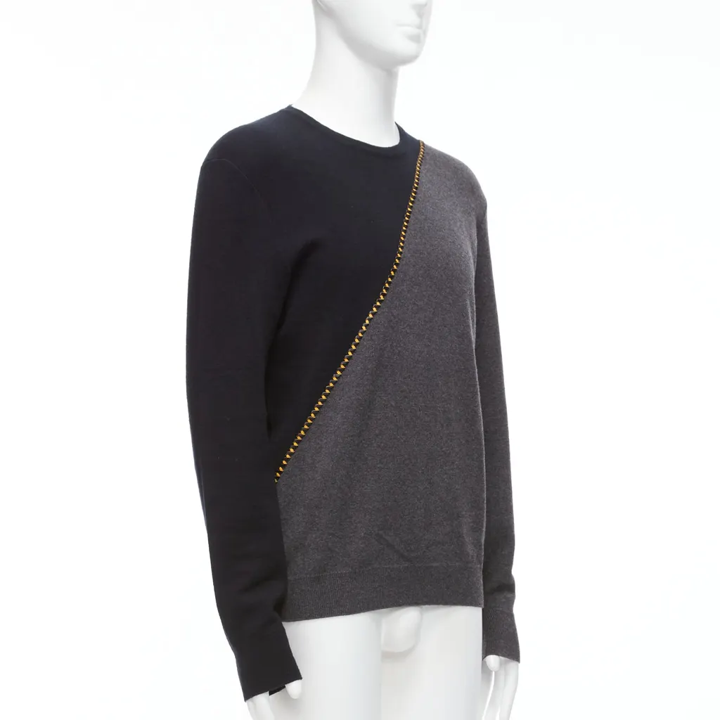 Berluti Lambskin Split Sweater Grey Wool Never worn - Inside View