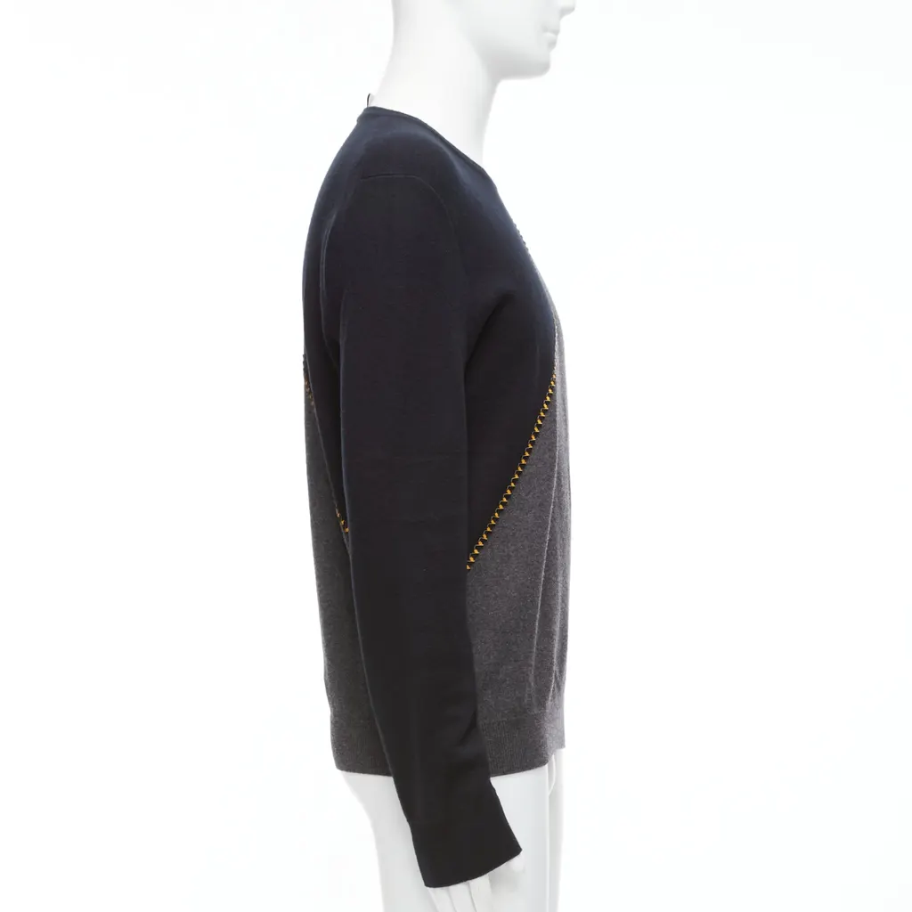 Berluti Lambskin Split Sweater Grey Wool Never worn - Model View