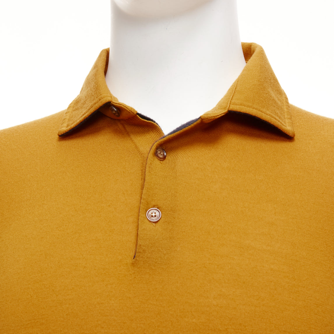 Ermenegildo Zegna Mustard Polo Sweater - Back view