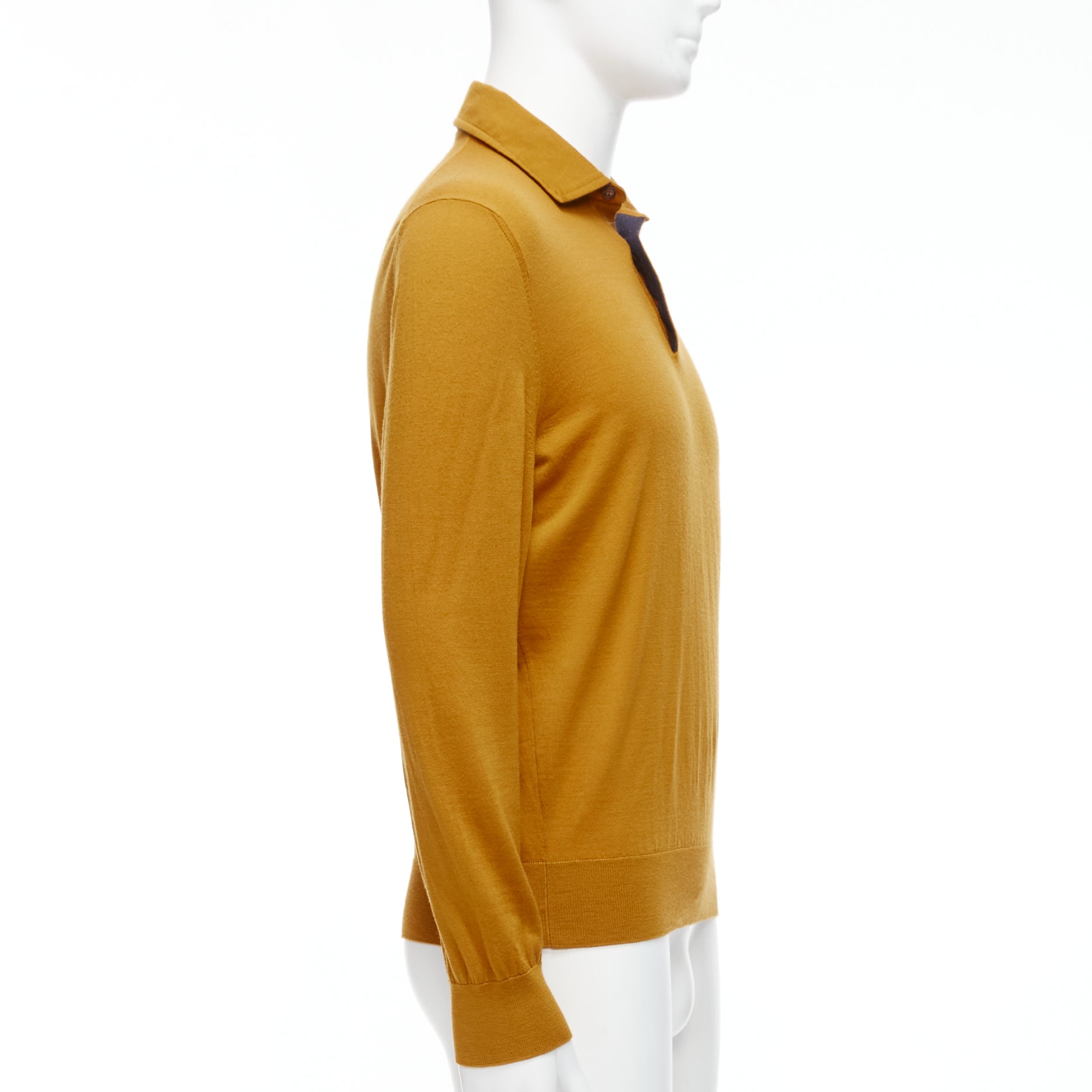 Ermenegildo Zegna Mustard Polo Sweater - 4