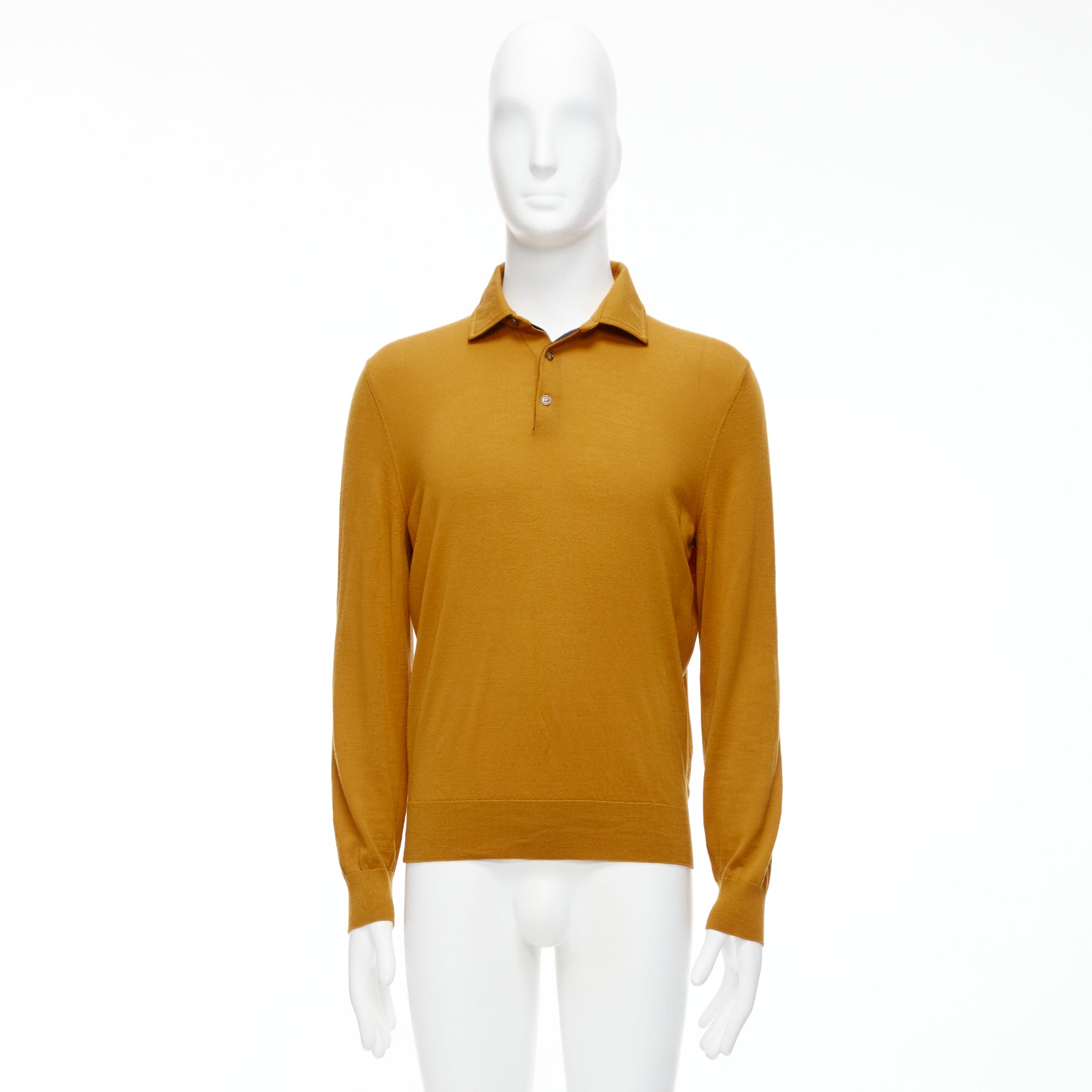 Ermenegildo Zegna Mustard Polo Sweater - Image 11