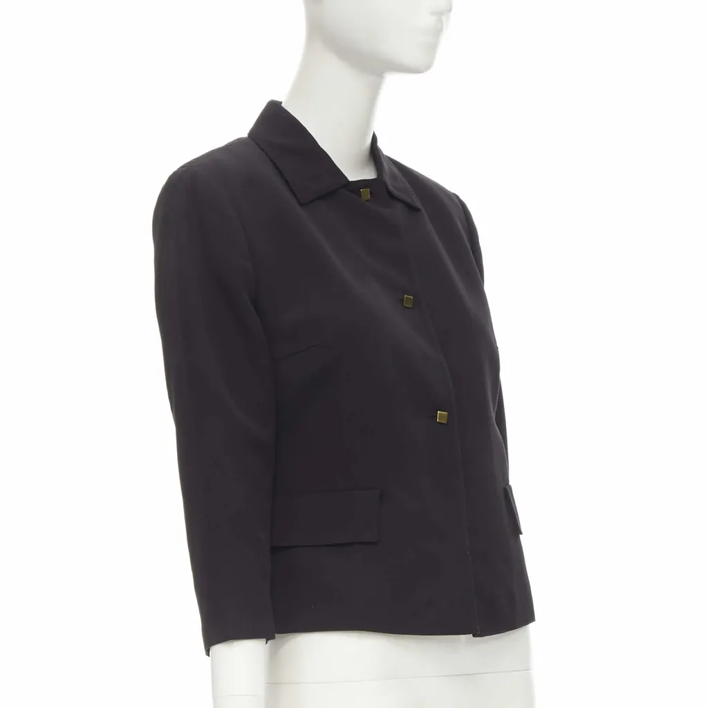 Valentino Square Button Blazer Black Cotton Never worn - Inside View