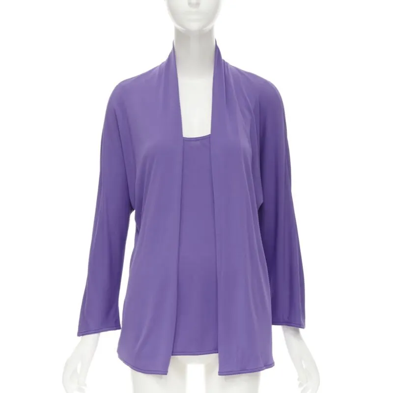 Hermès Layered Belted Cardigan Purple Viscose Never worn - Back View
