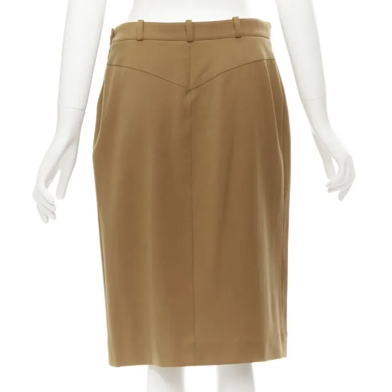 Hermès Leather Pencil Skirt Brown Wool Very good - Box View
