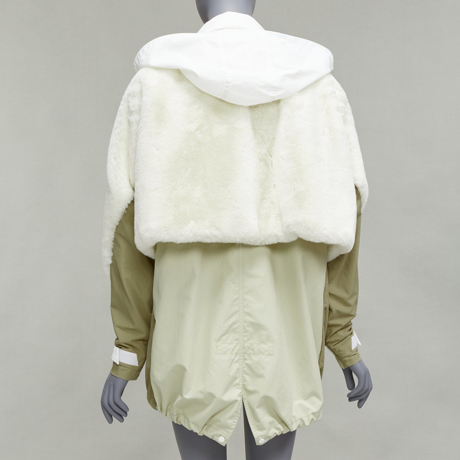 Toga Archives White Fur Parka Jacket - Side view