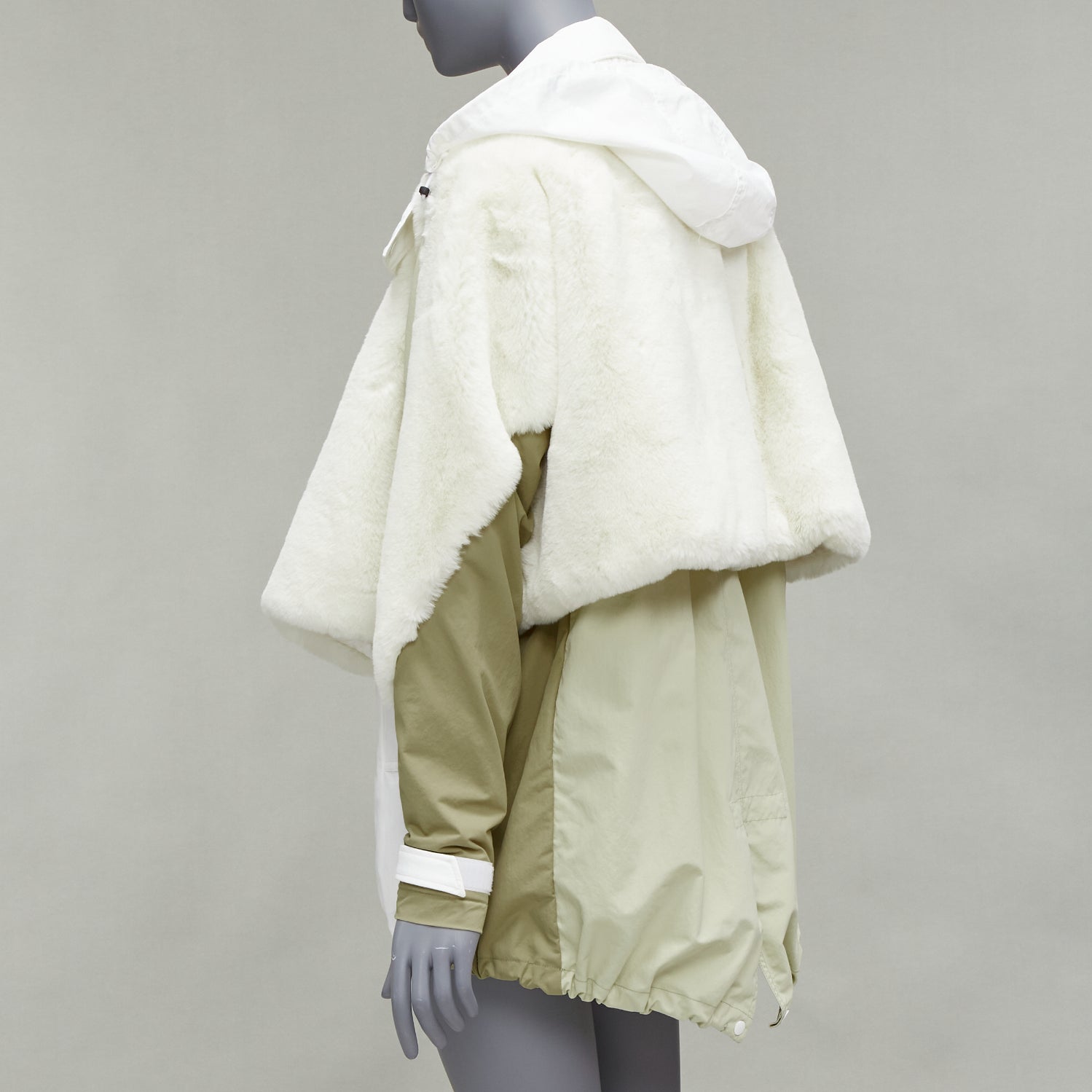 Toga Archives White Fur Parka Jacket - Detail 1