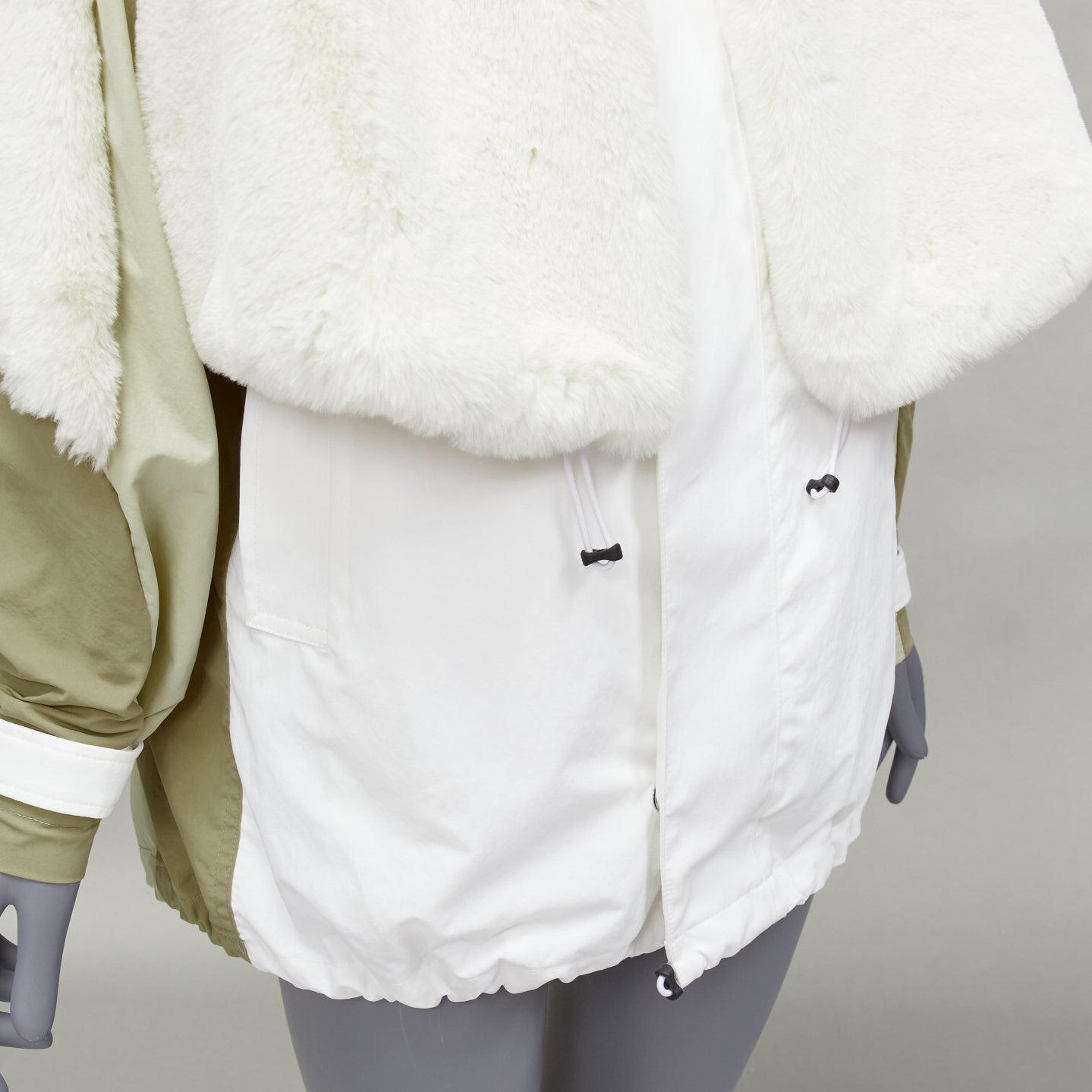 Toga Archives White Fur Parka Jacket - Detail 2