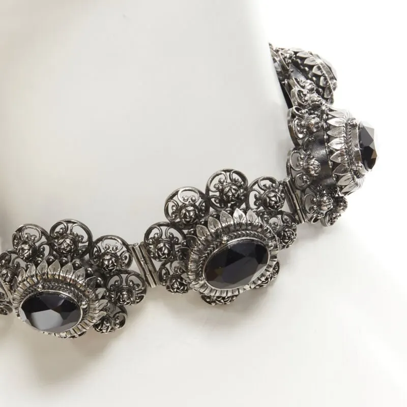 Alexander Mcqueen Rose Jewel Choker Silver Metal Never worn - Back View