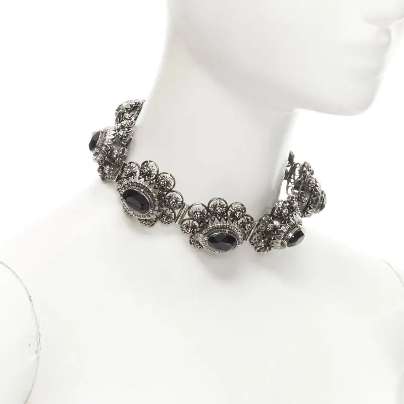 Alexander Mcqueen Rose Jewel Choker Silver Metal Never worn - Inside View