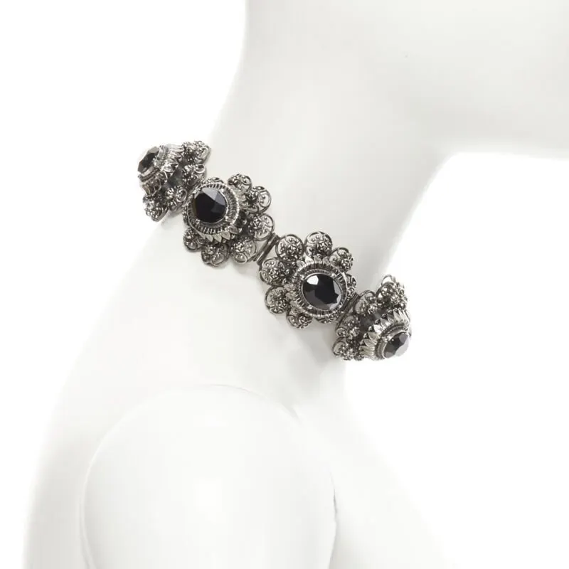 Alexander Mcqueen Rose Jewel Choker Silver Metal Never worn - Model View