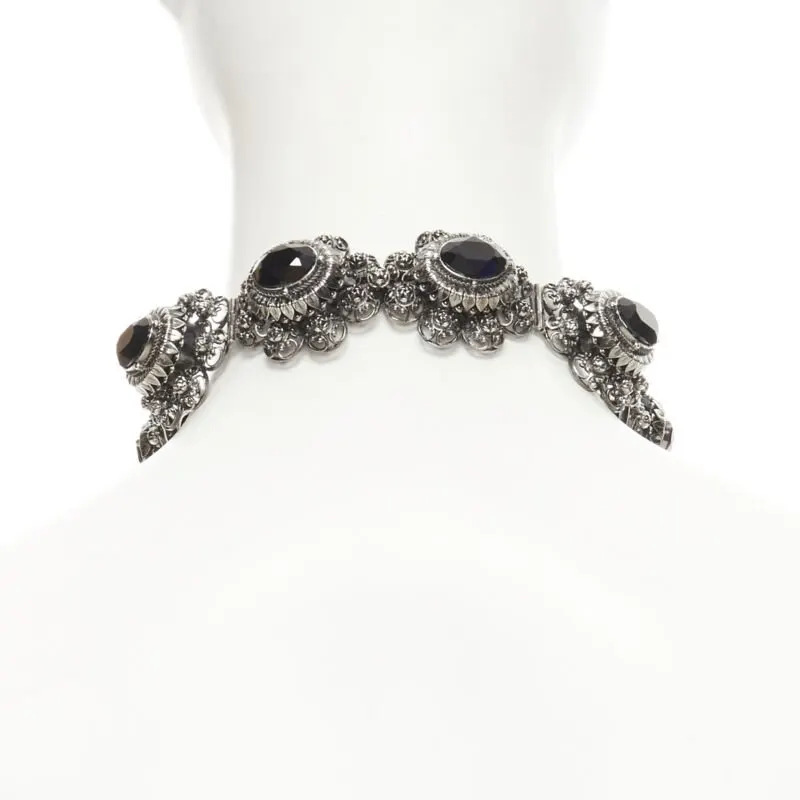 Alexander Mcqueen Rose Jewel Choker Silver Metal Never worn - Box View
