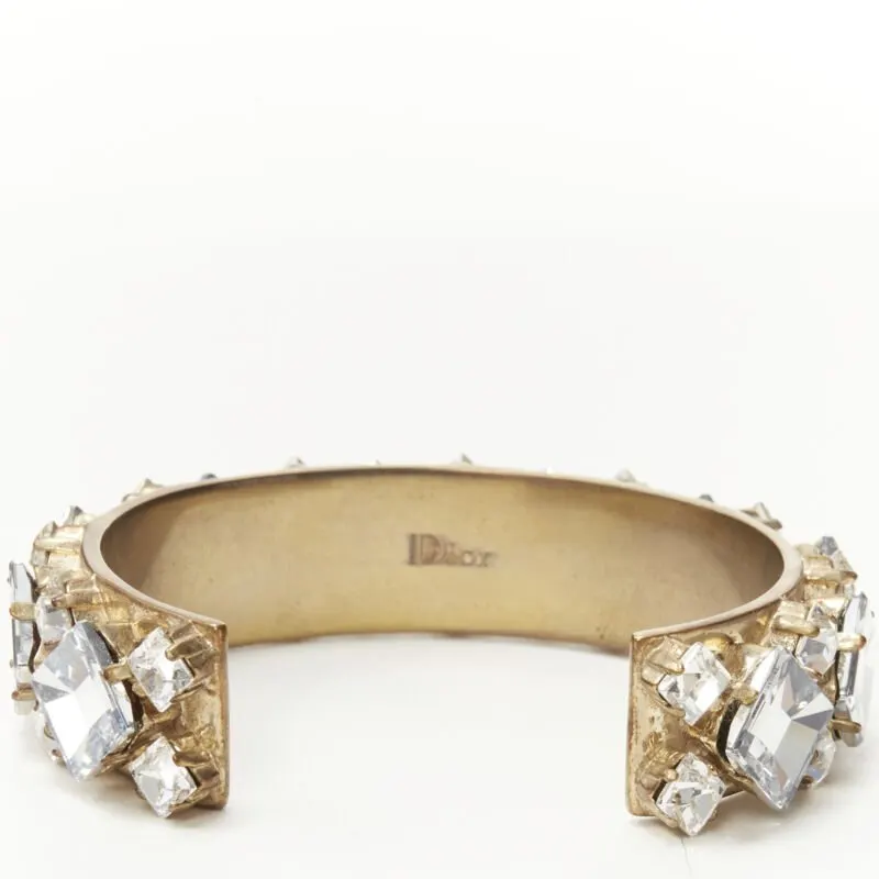 Dior Light Blue Crystal Bangle Gold Metal Very good - Model View