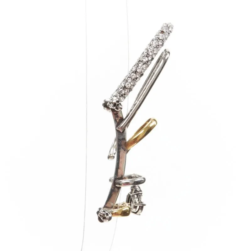 Alexander McQueen Crystal Ring Earrings Silver Metal Never worn - Front View