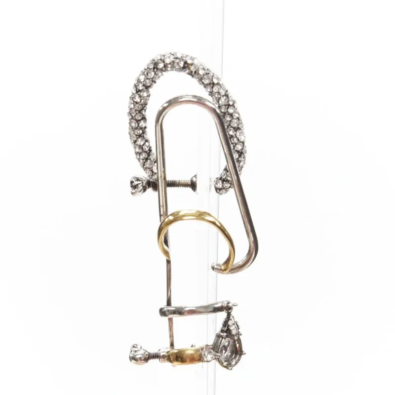 Alexander McQueen Crystal Ring Earrings Silver Metal Never worn - Inside View