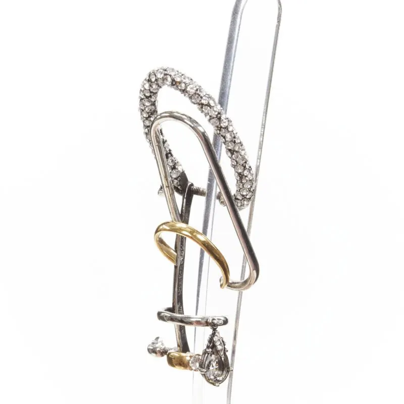 Alexander McQueen Crystal Ring Earrings Silver Metal Never worn - Model View
