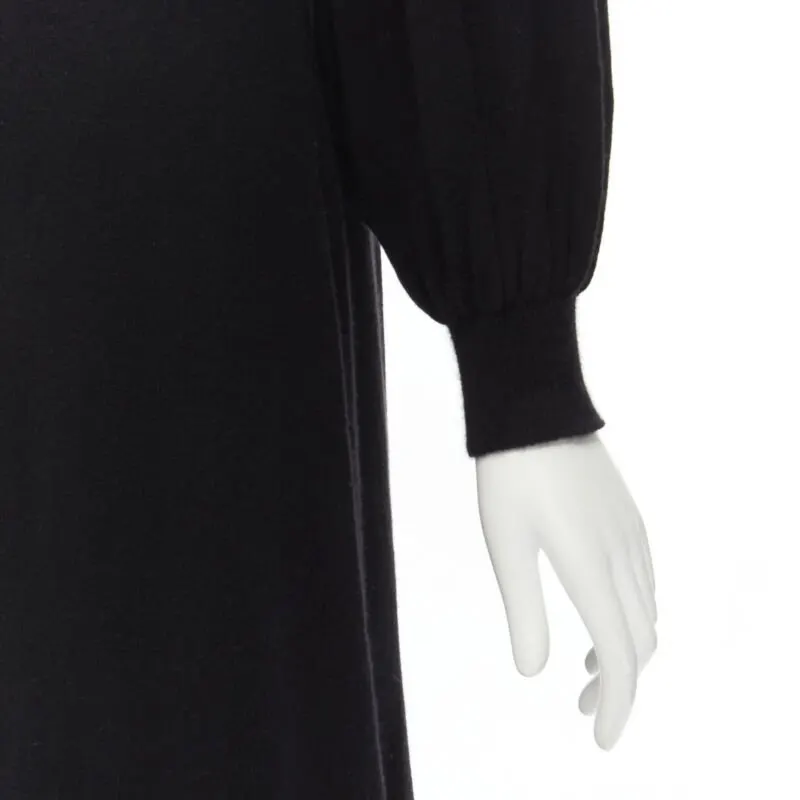 Ryan Roche Pleated Bubble Dress Black Cashmere Never worn - Back View