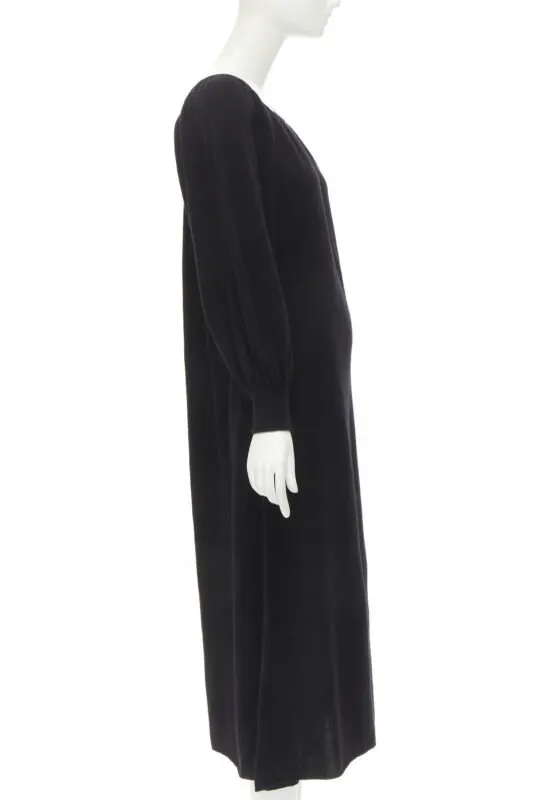 Ryan Roche Pleated Bubble Dress Black Cashmere Never worn - Model View